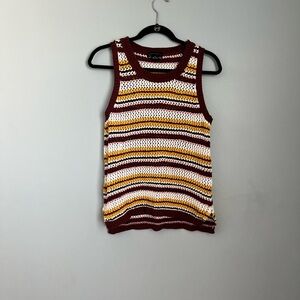 Sanctuary Crochet  BohoTank in Burgundy, Orange & White